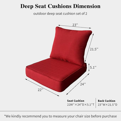 22x24 inch Outdoor/Indoor Deep Seat Patio Cushions Set of 2 Deep Seat Bottom - Image 3