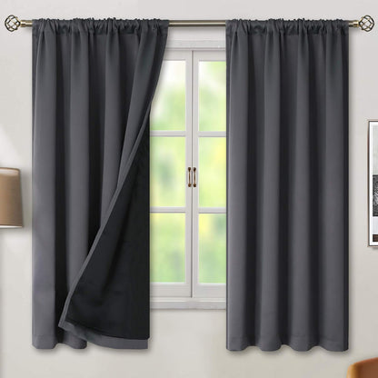 bgment dark grey 100% blackout curtains for bedroom, main product view