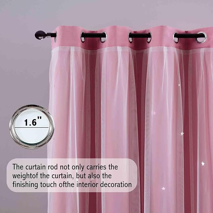 Anytime Romantic Kids Curtain, Hollow-Out Stars Window Curtain Double Layer - Image 3