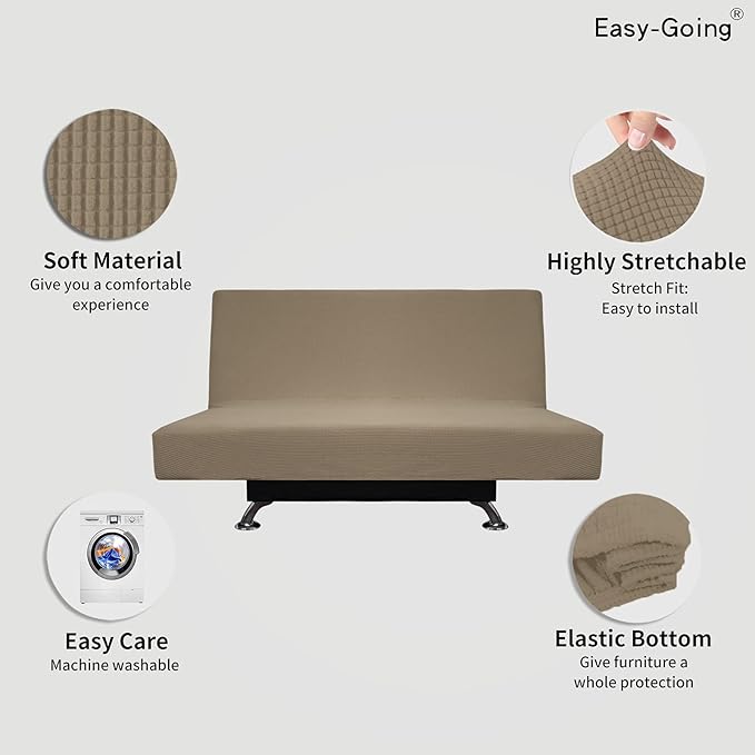 Easy-Going Stretch Futon Slipcover Armless Futon Bed Cover Furniture Protector - Image 3