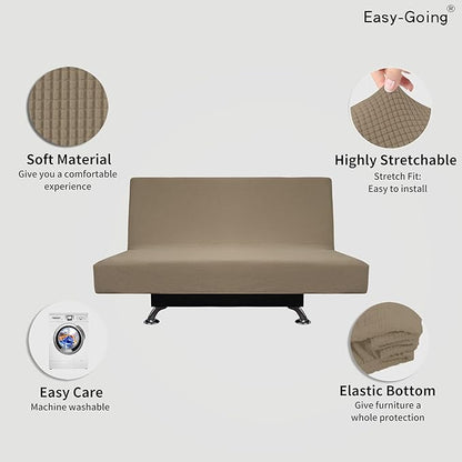 Easy-Going Stretch Futon Slipcover Armless Futon Bed Cover Furniture Protector - Image 3