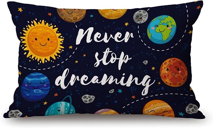 Solekla Throw Pillow Cover Cute Outer Space Planets and Star Cluster Solar by Solekla