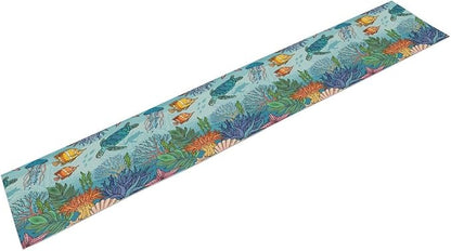 Coastal Table Runner, Ocean Nautical Coral Starfish Seashell Sea Turtle Table - Image 6