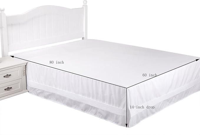Valea Home Bed Skirt with Stitch on White Dust Ruffle with Split Corner - Image 4