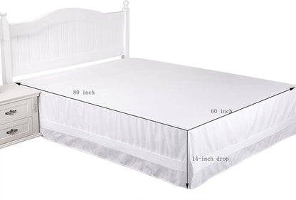 Valea Home Bed Skirt with Stitch on White Dust Ruffle with Split Corner - Image 4