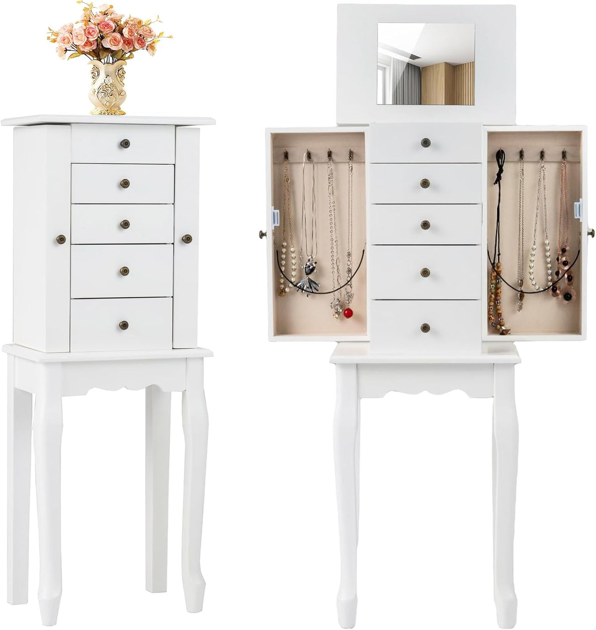 giantex standing jewelry armoire cabinet with 4 drawers, main product view