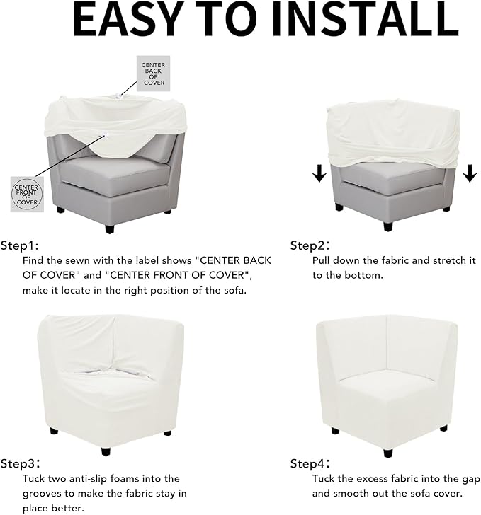 Easy-Going Stretch Sectional Corner Sofa Slipcover 1-Piece Couch Sofa Cover - Image 5