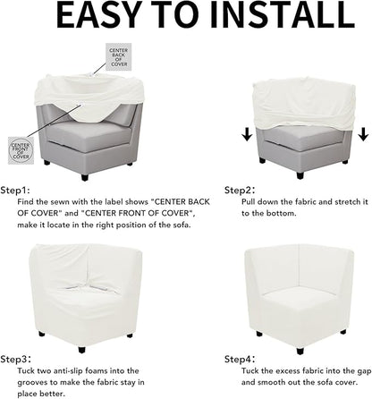 Easy-Going Stretch Sectional Corner Sofa Slipcover 1-Piece Couch Sofa Cover - Image 5