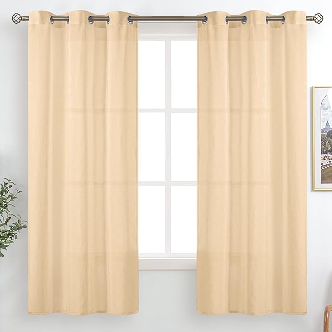 BGment Linen Look Semi Sheer Curtains by BGment