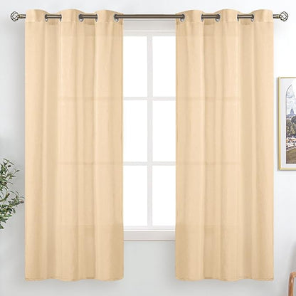 BGment Linen Look Semi Sheer Curtains by BGment
