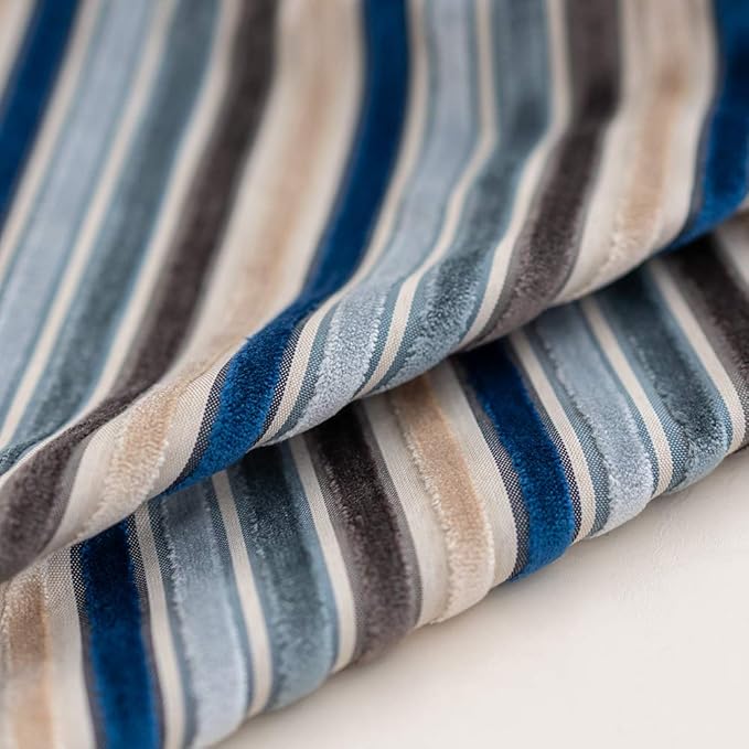 Yangest Blue Striped Throw Pillow Cover Multicolor Velvet Cushion Cover Modern - Image 3