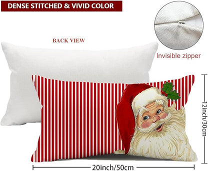 Decor Christmas Pillow Covers 12X20 Inch Elegant Red Striped Throw Pillow - Image 2