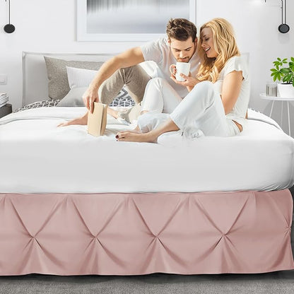 Nestl Blush Pink Bed Skirt Twin Size, Pinch Pleat Twin Bed Skirt, Hotel Quality - Image 6