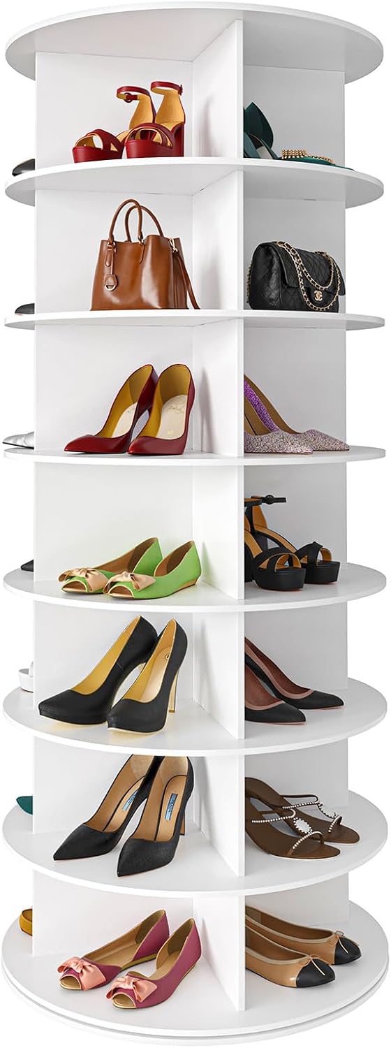 spaceaid 7 tier rotating shoe rack tower, spinning, main product view