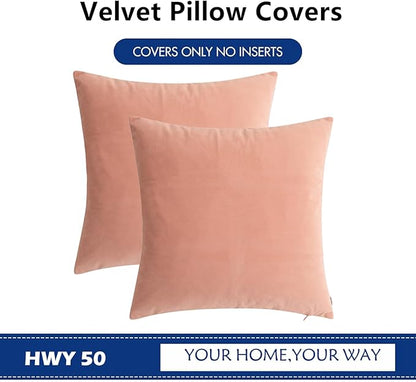 HWY 50 Dusty Pink Velvet Throw Pillow Covers 18x18 Inch - Image 6