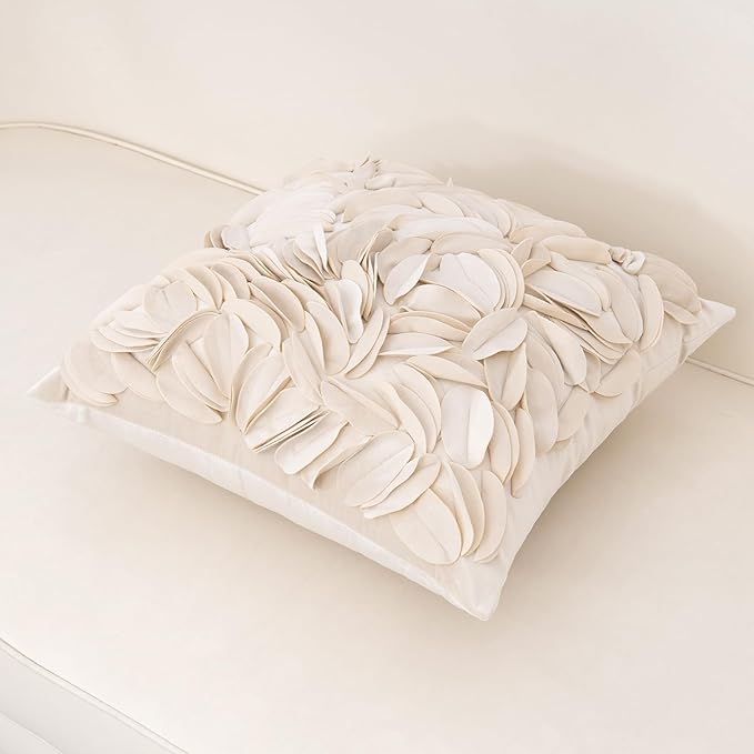 Alerfa 3D Leaves Handmade Throw Pillow Cover Decorative Floral Velvet - Image 3