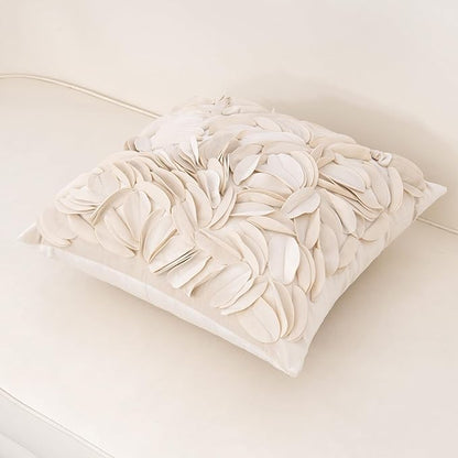 Alerfa 3D Leaves Handmade Throw Pillow Cover Decorative Floral Velvet - Image 3