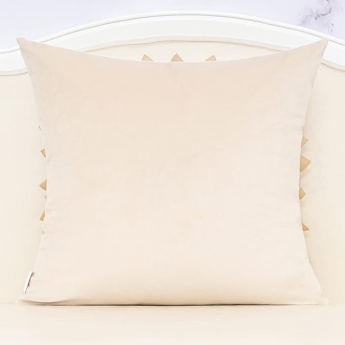 Alerfa 3D Flower Handmade Throw Pillow Cover Decorative Beige Velvet Pillowcase - Image 2