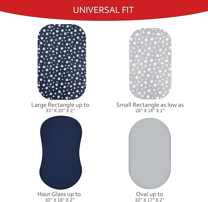 Bassinet Sheets Set 4 Pack for Baby Boy, Universal Fit for Oval, Hourglass and - Image 4