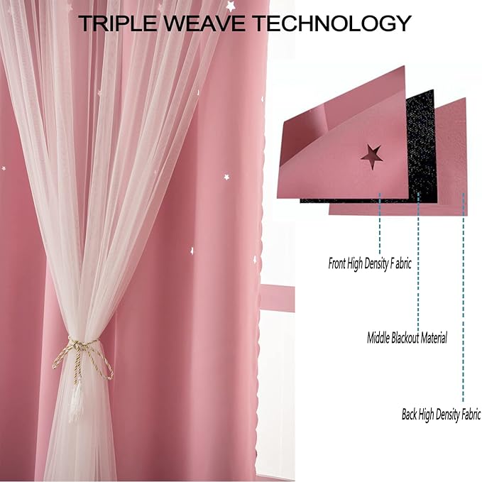 Girls Curtains for Living Room Bedroom Curtains Double Layer Blackout Curtain - Image 6