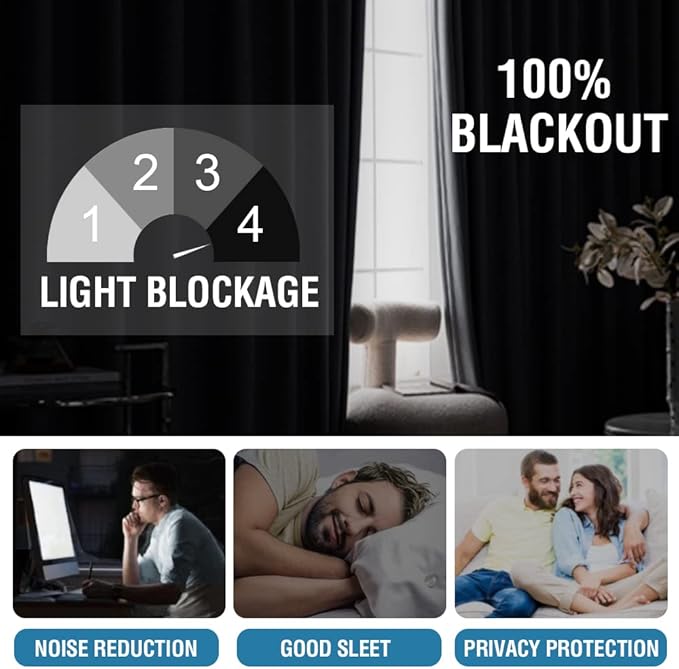 100% Blackout Curtains Thermal Insulated Full Blackout Curtains - Image 2