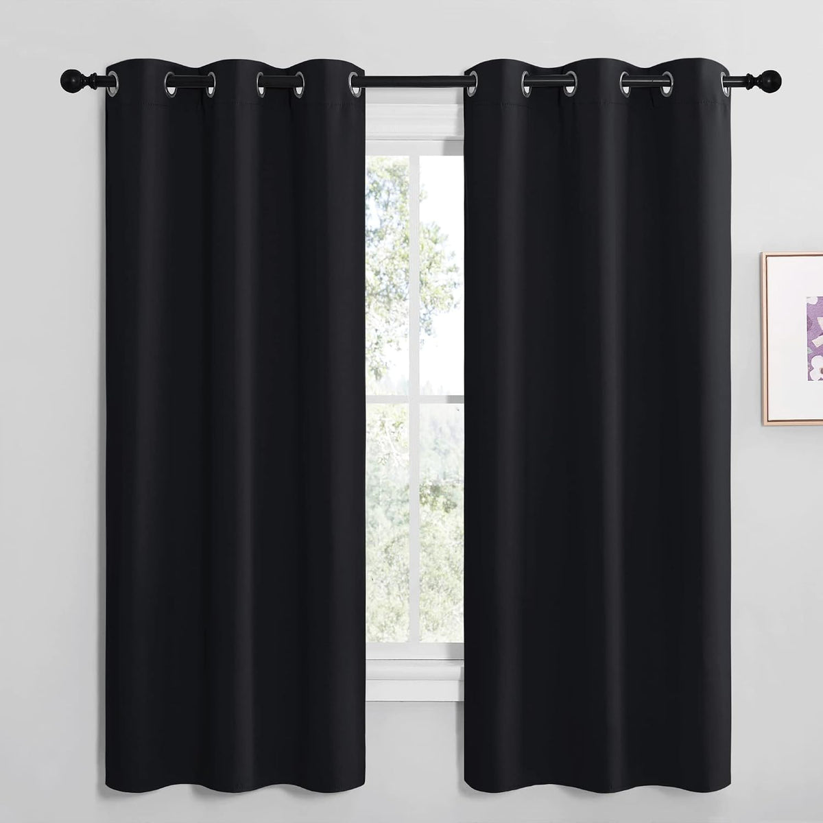 nicetown black blackout curtains for bathroom 42" wide, main product view