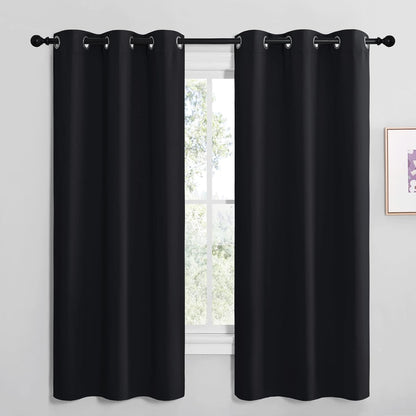 nicetown black blackout curtains for bathroom 42" wide, main product view