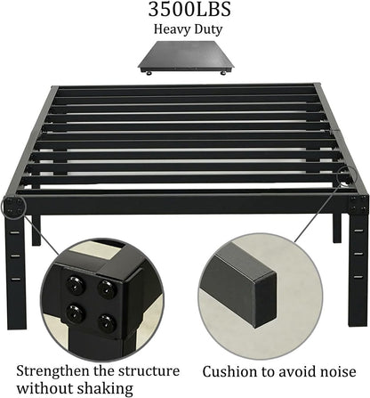 wulanos twin size bed frame 18 inches tall, close-up detail