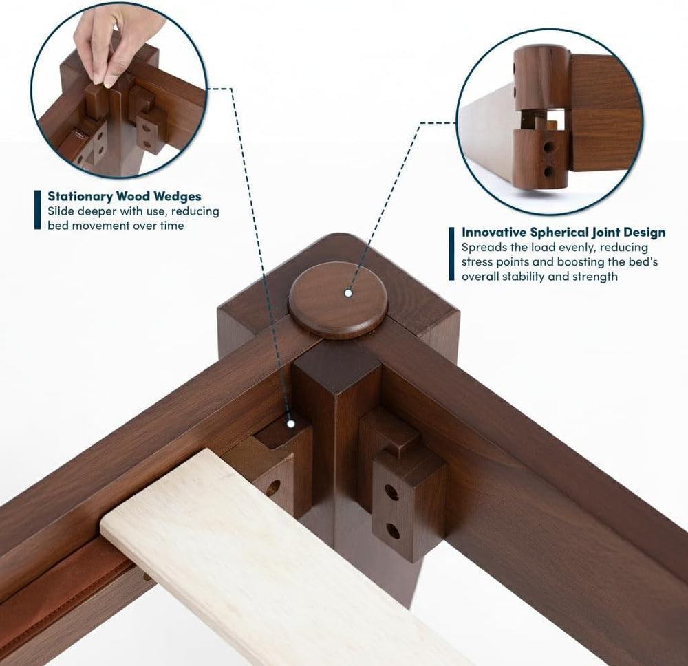 Thor Japanese Joinery Bed Frame Queen, Solid Wood (Walnut)