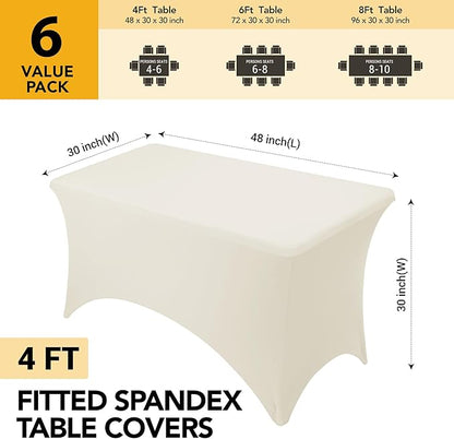 6-Pack Premium Cream Spandex Tablecloths - Image 6
