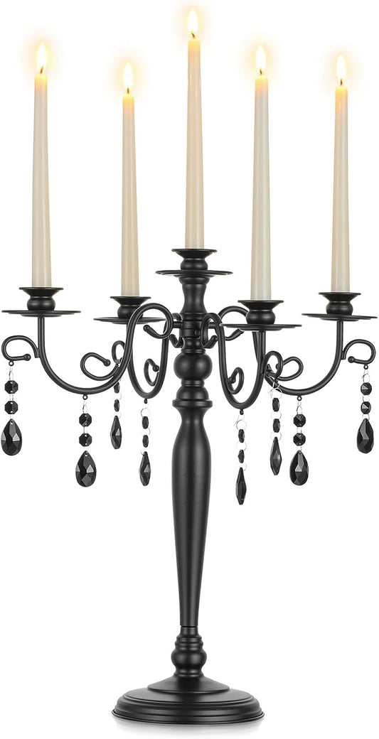 Sziqiqi Black Candelabra Centerpiece for Halloween: Gothic 5 Arm Candelabra