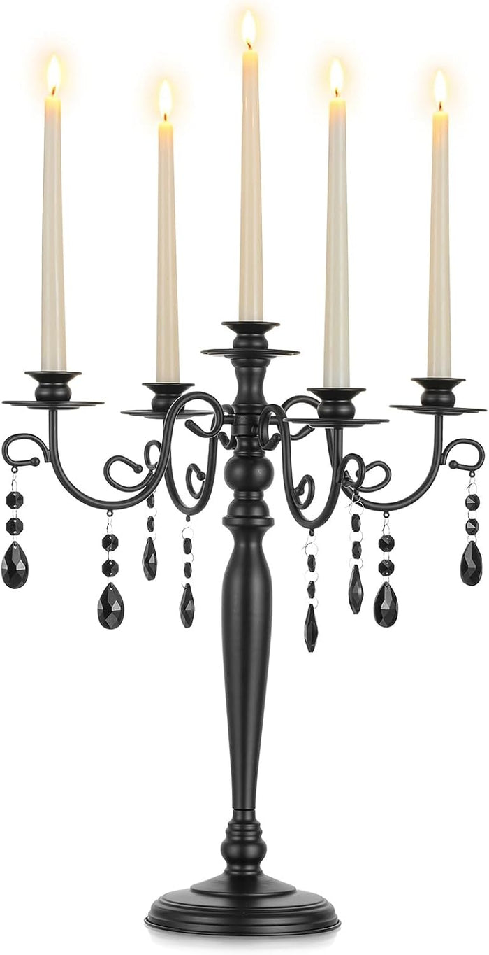 Sziqiqi Black Candelabra Centerpiece for Halloween: Gothic 5 Arm Candelabra