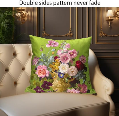 Vintage Green Floral Bouquet 24x24 Plush Pillow Case, Double-Sided Printed - Image 5