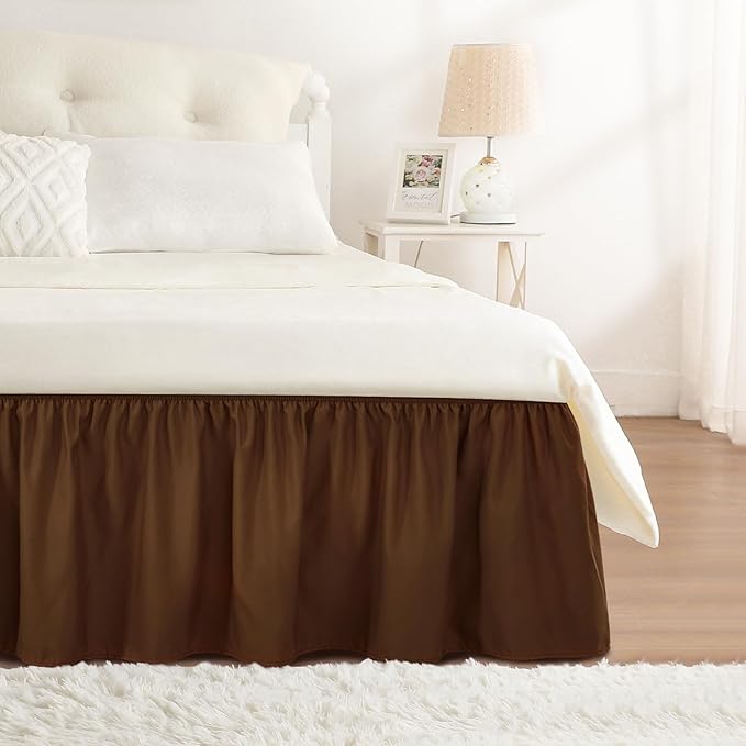 RIMELA Bed Skirt King Size 15 Inch Drop, Elastic Bed Skirting by RIMELABedSkirt