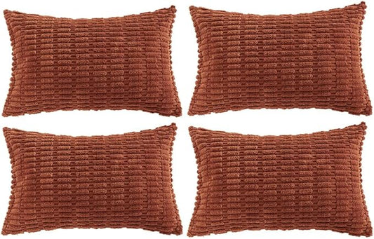 Fancy Homi 4 Packs Rust Decorative Throw Pillow Covers 12x24 Inch by Fancy+Homi