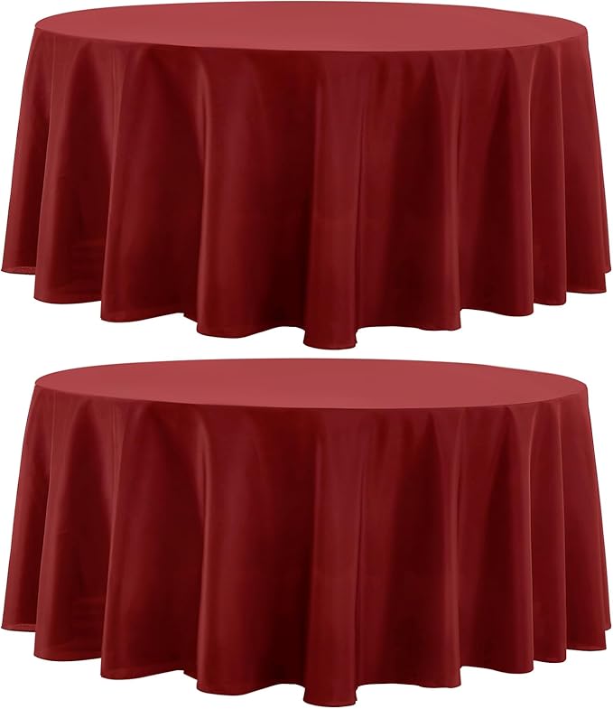 Round Tablecloth 120 Inch Tablecloth 2 Pack Red Table Cloths Washable by AOCOZHomeLifeMuseum
