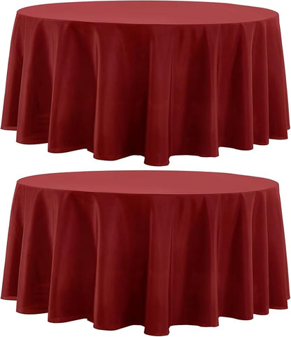 Round Tablecloth 120 Inch Tablecloth 2 Pack Red Table Cloths Washable by AOCOZHomeLifeMuseum