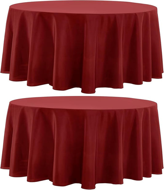 Round Tablecloth 120 Inch Tablecloth 2 Pack Red Table Cloths Washable by AOCOZHomeLifeMuseum