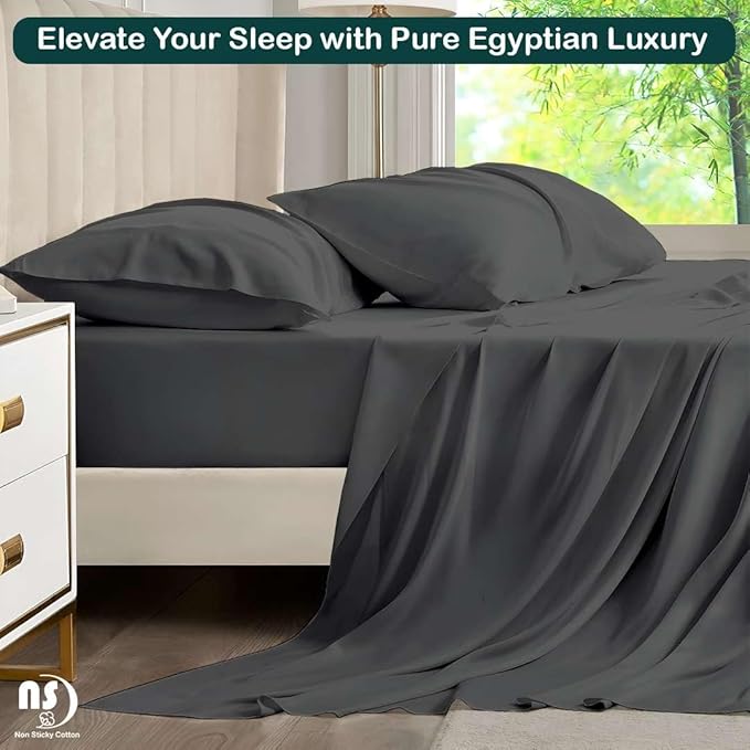 NON Sticky cotton Full Size Sleeper Sofa Sheets, 4 Piece Egyptian Cotton Bed - Image 5