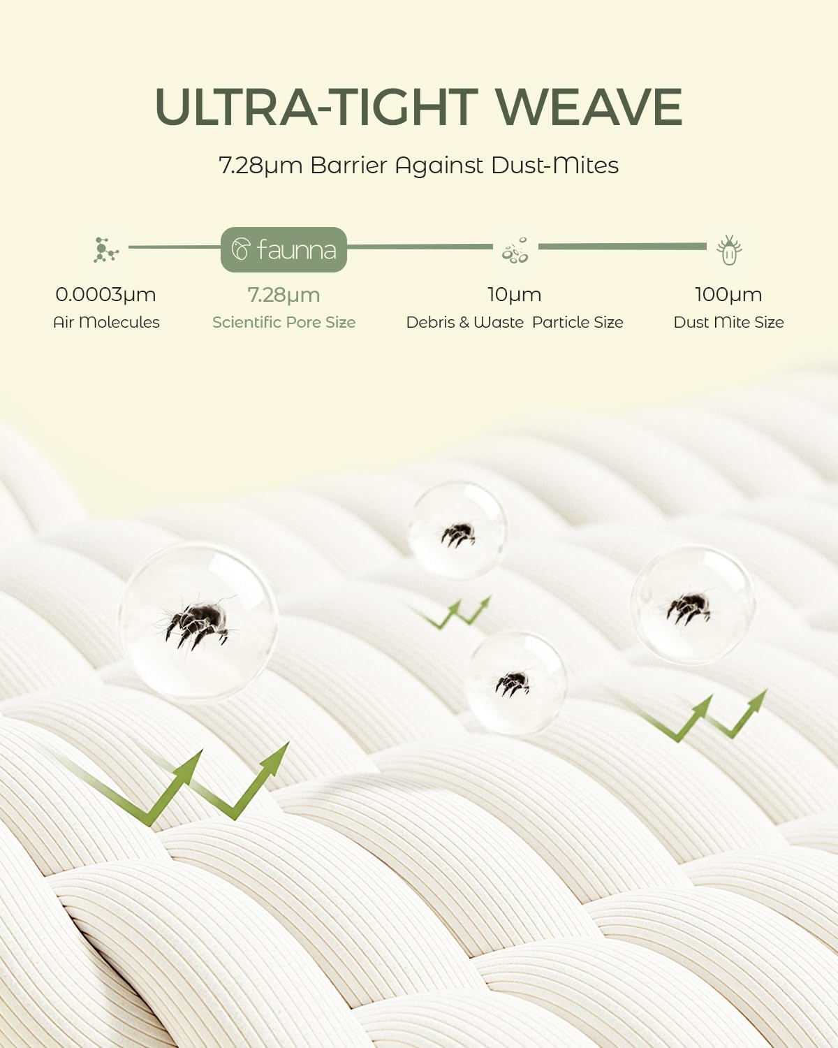 faunna 100% cotton duvet cover dust mite bed, side view