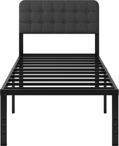 likelalaso 18 inch twin xl metal bed frame on a desk or shelf