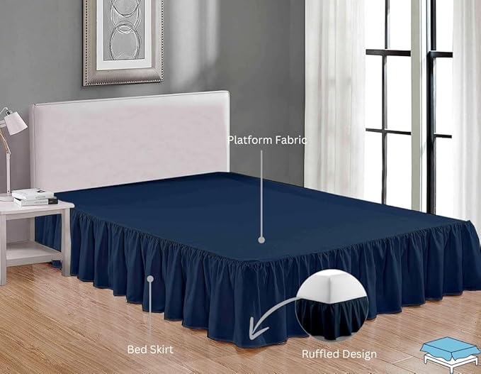 Ruffle Bed Skirt with Split Corners, Microfiber Dust Ruffled - Image 4
