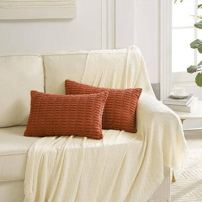 Fancy Homi 4 Packs Boho Burnt Orange Fall Decorative Throw Pillow Covers 12x20 - Image 6