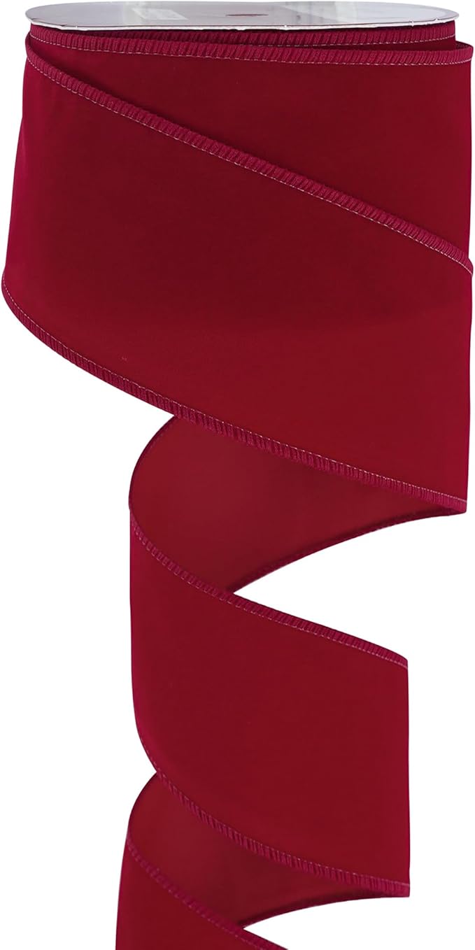 MEEDEE Red Velvet Wired Ribbon 2.5 Inch Wide Red Ribbons 25 Yards Spool Velvet by MEEDEE
