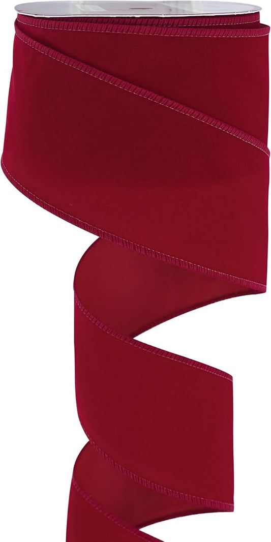 MEEDEE Red Velvet Wired Ribbon 2.5 Inch Wide Red Ribbons 25 Yards Spool Velvet by MEEDEE