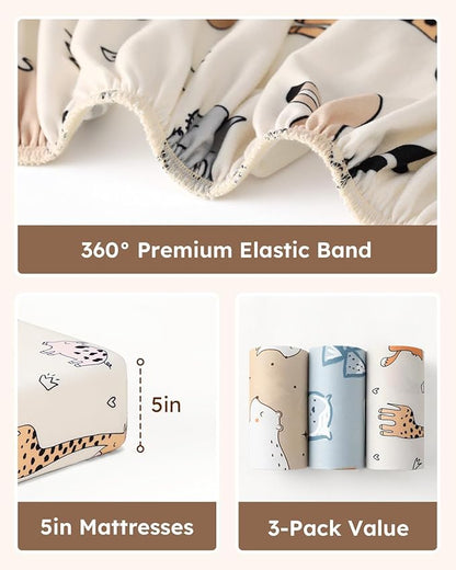 Pack and Play Sheets Fitted 3 Pack, Mini Crib Sheets - Image 5
