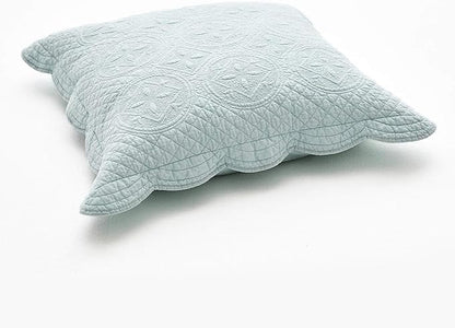 Calla Angel Sage Garden Luxury Pure Cotton Quilted Pillow Sham, Light Aqua - Image 2
