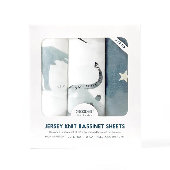 Stretchy Ultra Soft Fitted Bassinet Sheets Set 3 Pack, Universal Fit - Image 4