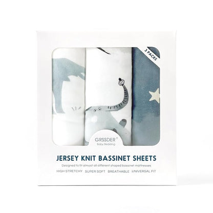 Stretchy Ultra Soft Fitted Bassinet Sheets Set 3 Pack, Universal Fit - Image 4