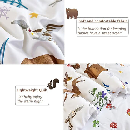 PERFEMET 4-Piece Toddler Bedding Set-Reversible Woodland Animal Toddler Bed Sets - Image 6